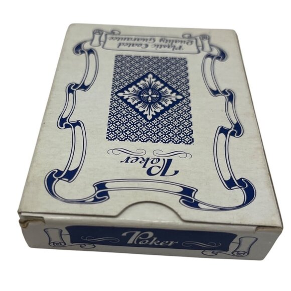 Vintage Poker Playing Cards Plastic Coated Quality Guarantee White & Blue Design - Picture 3 of 3